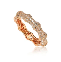 Suzy Levian Sterling Silver Cubic Zirconia Bamboo Eternity Band Ring