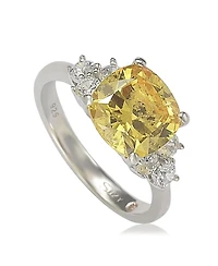 Suzy Levian Sterling Silver Yellow Cubic Zirconia Engagement Ring