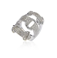 Suzy Levian Sterling Silver Cubic Zirconia Triple Buckle Ring