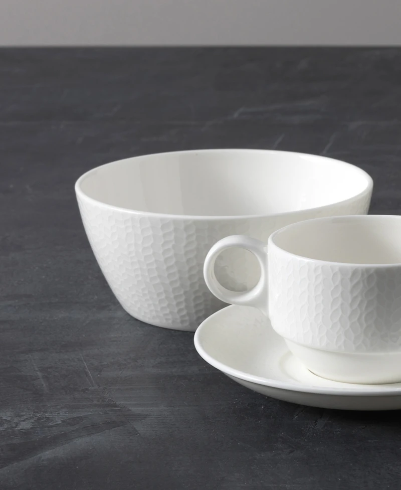 Fortessa White Embossed Cereal Bowls, Set of 4