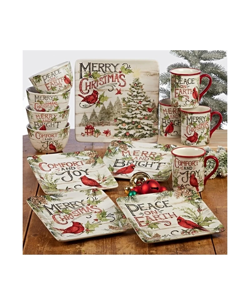 Certified International Evergreen Christmas 4 Piece Mug