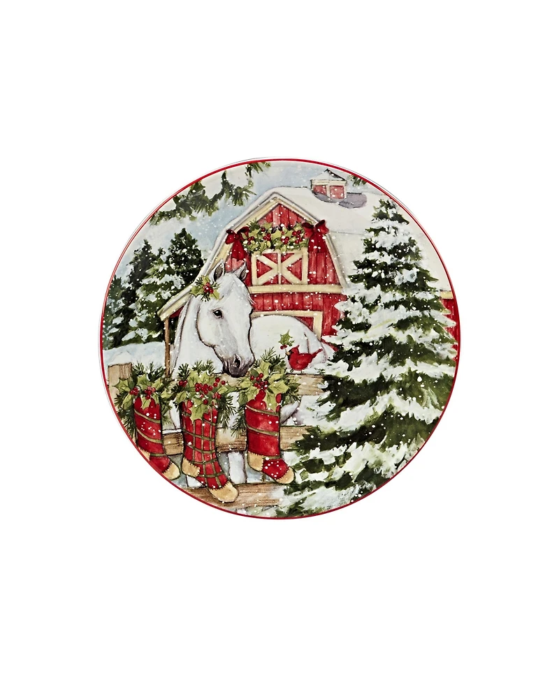 Homestead Christmas 4 Piece Dessert Plate Set