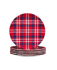 Certified International Patriotic Plaid Melamine Dinner Plate, Set of 6