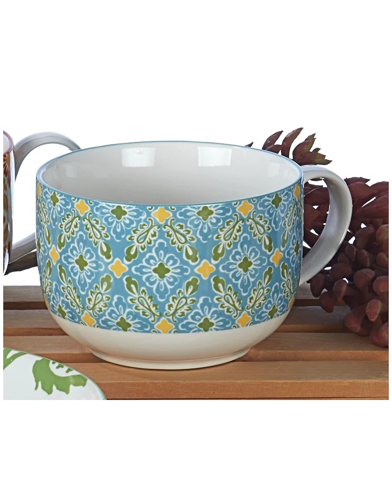 Damask Floral Set of 4 Jumbo Cups