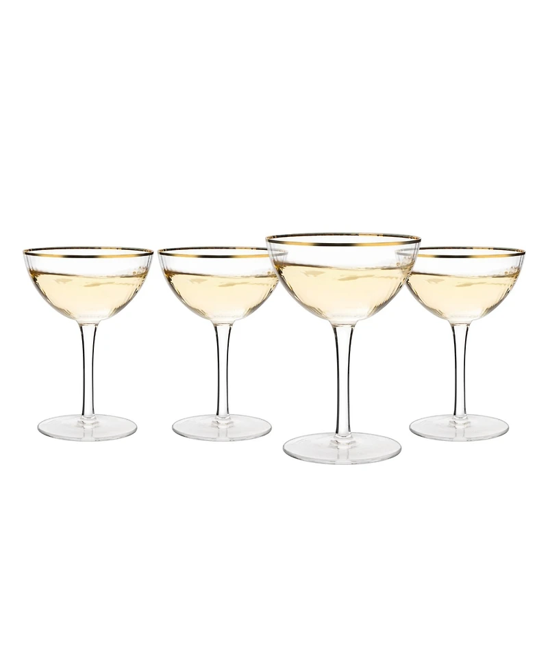 The Wine Savant Gold Rim Coupe Glasses, Set of 4