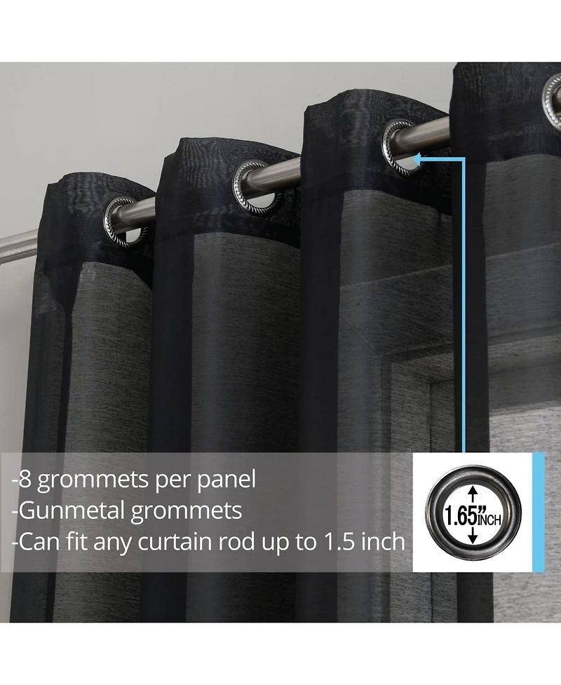 Hlc.me 2 Piece Semi Sheer Voile Window Curtain Drapes Grommet Panels for Bedroom
