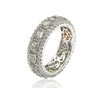 Suzy Levian Sterling Silver Cubic Zirconia Modern Eternity Band Ring