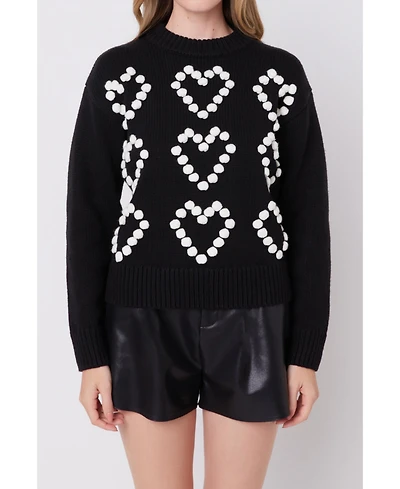 Women's Heart Pom Sweater