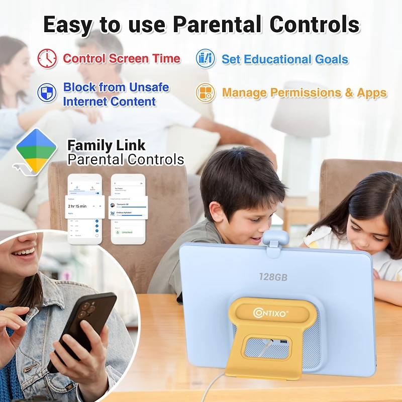 Contixo A3 15.6" Educational Touch Screen Android 11 Hd 128GB Tablet Featuring 80 Disney eBooks Videos with 13MP Camera & Built-in 10W Speaker