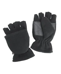 Muk Luks Men's Waterproof Fleece Flip Mittens, Black, XLarge