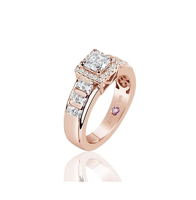 Suzy Levian Sterling Silver Asscher Cut Cubic Zirconia Center Stone Ring