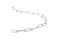 Rhodium Polished Paperclip Strand Chain Necklace