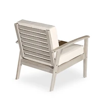 Streamdale Deep Seat Eucalyptus Chair, Silver Gray Finish, Navy Cushions