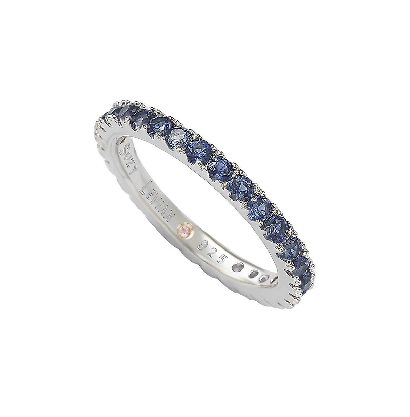 Suzy Levian Sterling Silver Thin Cubic Zirconia Eternity Band Ring