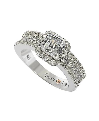 Suzy Levian Sterling Silver Cubic Zirconia Center Stone Ring