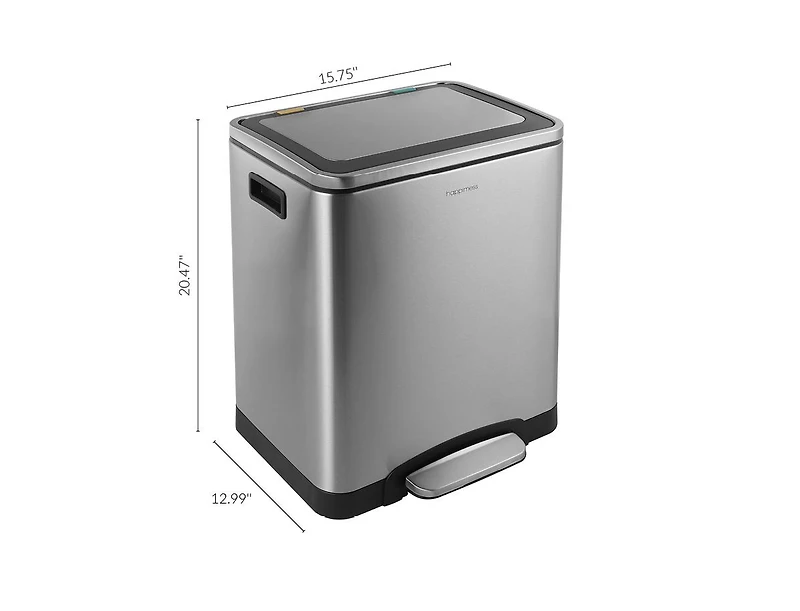 Elmo Rectangular Double Bucket Trash Can with Soft-Close Lid