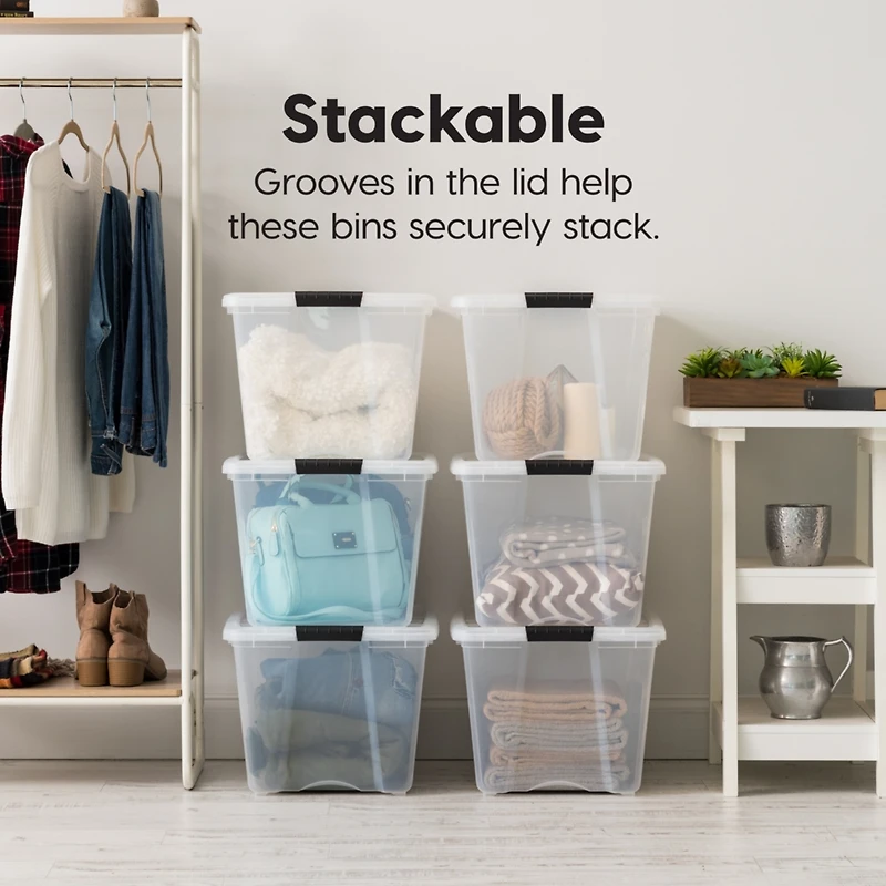 Iris 53 Quart Stack & Pull Box, Clear