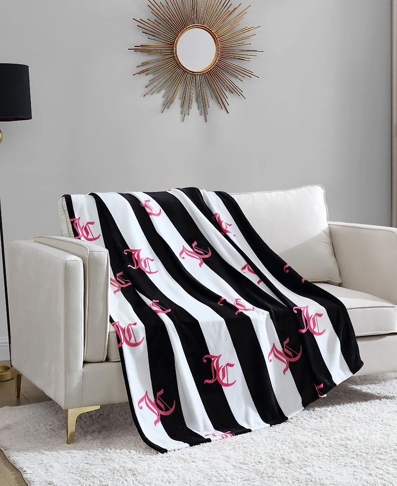 Juicy Couture Cabana Plush Striped Throw, 50" x 70"