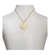 Satin Disc with Cubic Zirconia Accent Bale Pendant Necklace