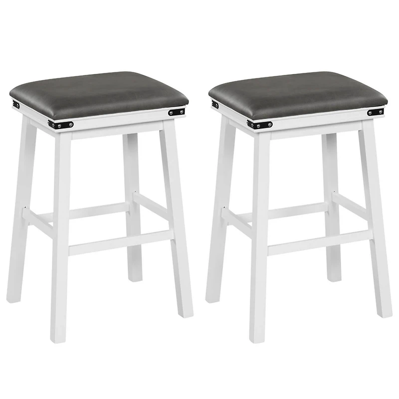 30'' Dining Bar Stool Set of 2 Pub Height Padded Seat Wood Frame Kitchen