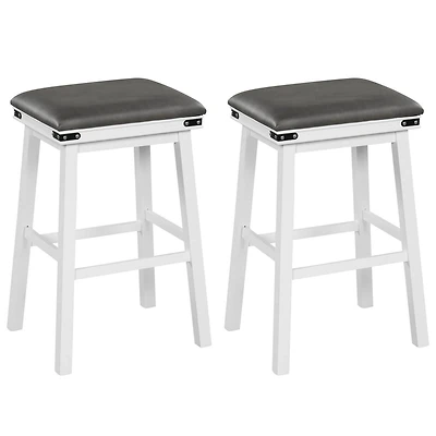 30'' Dining Bar Stool Set of 2 Pub Height Padded Seat Wood Frame Kitchen