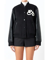 Women's Pearl Trim Bomber Jacket