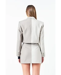 Women's Cropped Colorblock Blazer