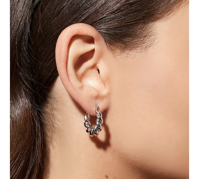 Ana Luisa Twisted Hoop Earrings - Paris Silver