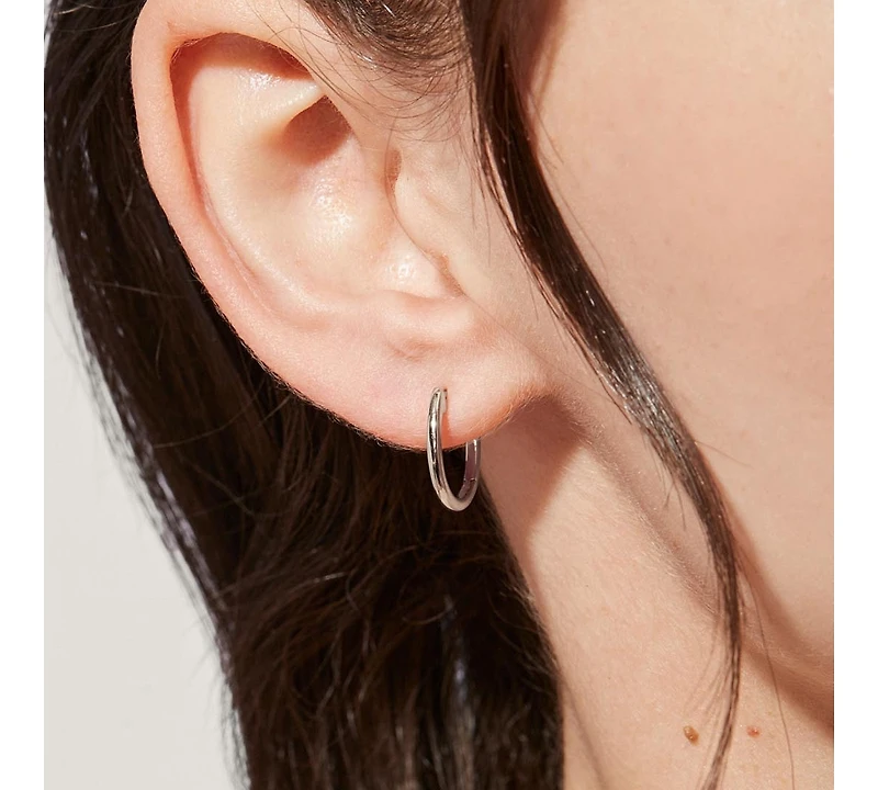 Small Slim Endless Hoops - Lo Small Silver
