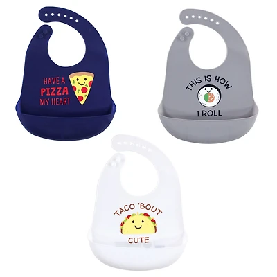Hudson Baby Infant Boy Silicone Bibs 3pk, Veggies, One