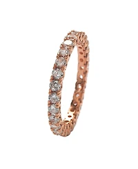 Suzy Levian Sterling Silver Cubic Zirconia Pave U-Shape Setting Eternity Band Ring