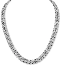 Men's Cubic Zirconia Curb Link 22" Chain Necklace in Sterling Silver