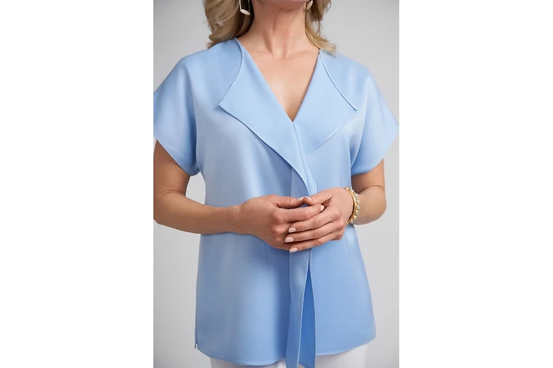 Daphne Cascade Lapel Blouse-sky