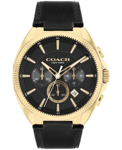 Coach Men's Jackson Black Leather Strap Watch 45mm