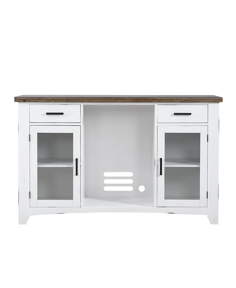 Closeout Peighton 8-Piece Bar Set (Back bar with hutch, bar with 2 saddle stools, and pub table with 2 swivel stools)
