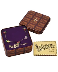 Fossil X Willy Wonka Special Edition Women's Gold-Tone Stainless Steel Station Necklace