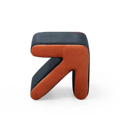 Streamdale Multifaceted Velvet Ottoman/Stool in Black+Orange