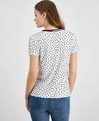 Tommy Hilfiger Women's Dot-Print Signature V-Neck Top