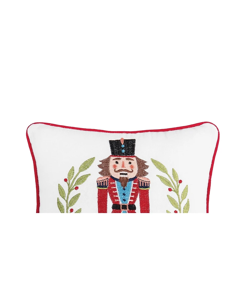 Nutcracker Wreath Embroidered Throw Pillow