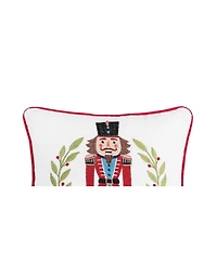 Nutcracker Wreath Embroidered Throw Pillow