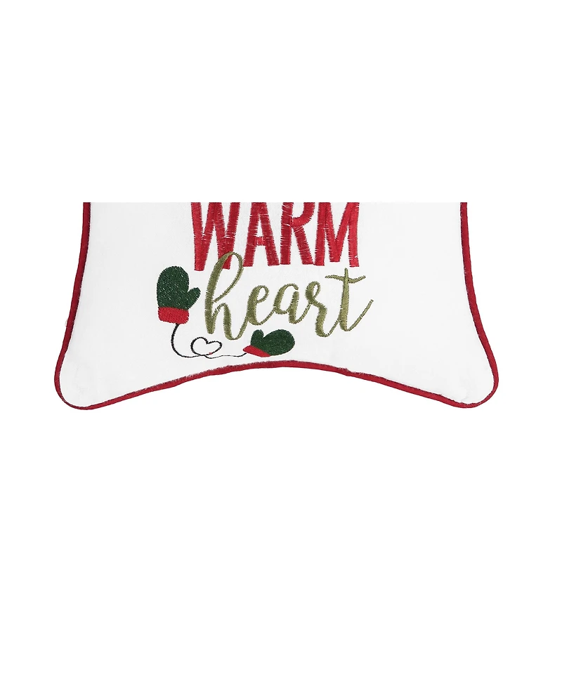 Snowman "Cold Hands Warm Heart" Embroidered Accent Pillow, 10" x 10"