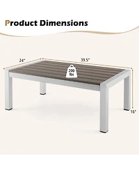 Patio Aluminum Coffee Table Outdoor Rectangular Cocktail Accent Table Garden