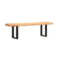 Bench 63" Solid Rough Mango Wood and Steel