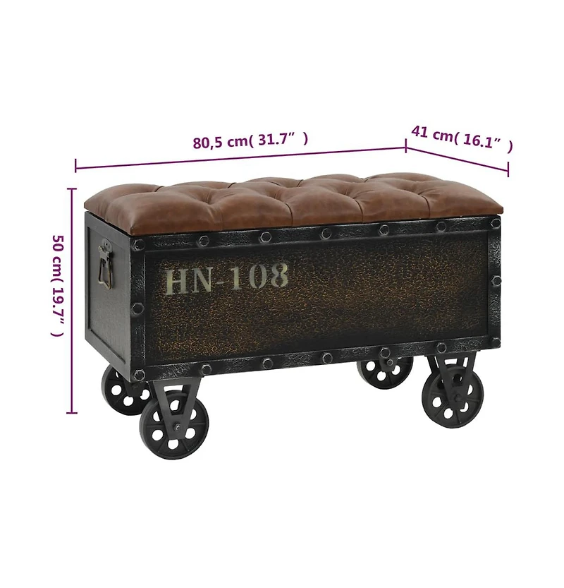 Storage Bench with Castors 31.7" Solid Wood Fir