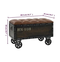 Storage Bench with Castors 31.7" Solid Wood Fir
