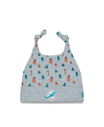 Infant Boys and Girls New Era Heather Gray Miami Dolphins Critter Cuffed Knit Hat