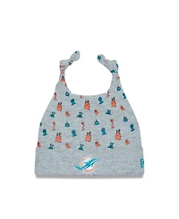 Infant Boys and Girls New Era Heather Gray Miami Dolphins Critter Cuffed Knit Hat