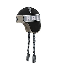 Youth Boys and Girls Outerstuff Black Las Vegas Raiders Wordmark Ears Trooper Knit Hat