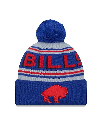Men's New Era Royal Buffalo Bills Throwback Main Cuffed Knit Hat with Pom