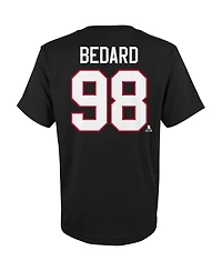 Big Boys Connor Bedard Black Chicago Blackhawks Player Name and Number T-shirt